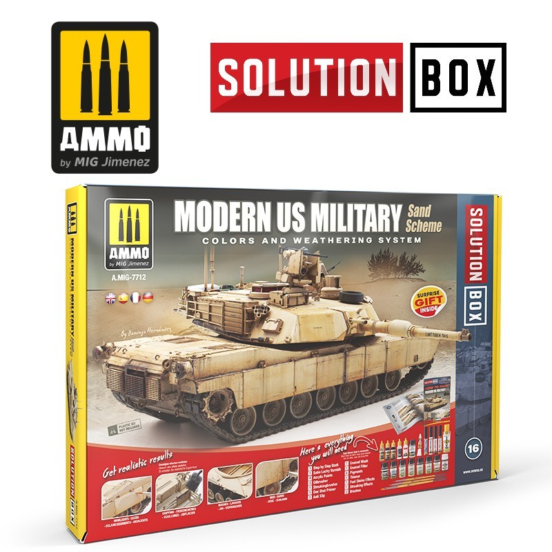 AMMO MIG 7712 SOLUTION BOX - Modern US Military Sand Scheme - Modern Amerikan Ordusu Çöl Temalı Çözüm Seti