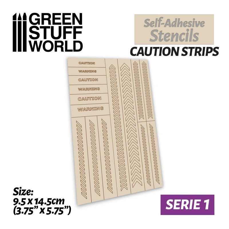 GREEN STUFF WORLD 10935 Self-adhesive stencils - Caution Strips