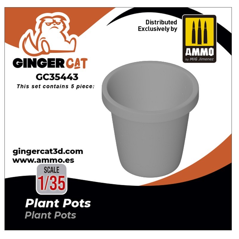 Ginger Cat 35443 1/35 Plant Pots (5pcs) Reçine Detay Seti