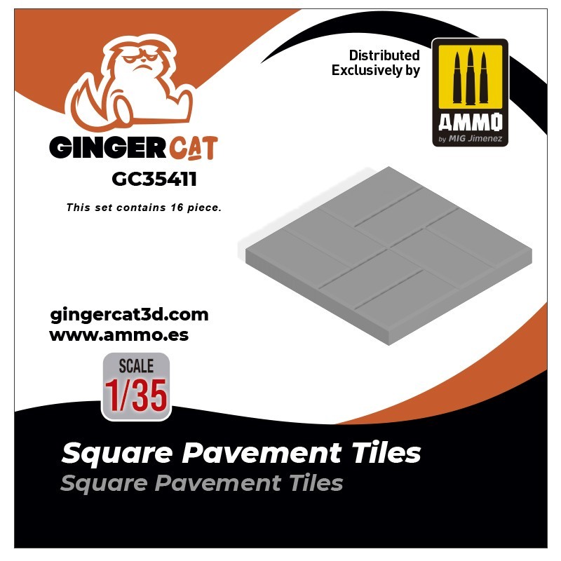 Ginger Cat 35411 1/35 Square Pavement Tiles (16pcs) Reçine Detay Seti