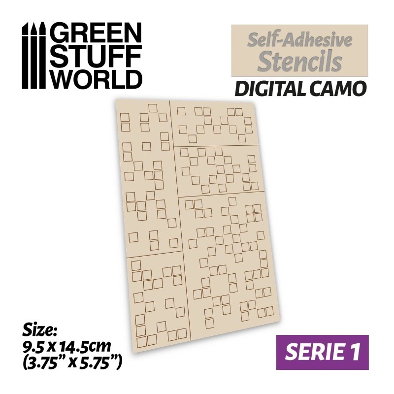GREEN STUFF WORLD 10738 Self-adhesive stencils - Digital Camo