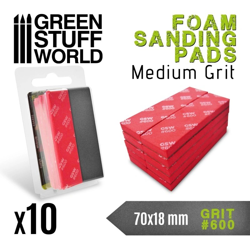GREEN STUFF WORLD 10771 Foam Sanding Pads 600 grit - 600 NUMARA SÜNGERLİ ZIMPARA