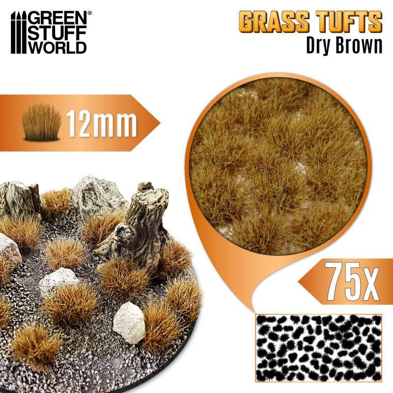 GREEN STUFF WORLD 12940 Grass TUFTS 12mm self-adhesive DRY BROWN - 12MM KURU KAHVERENGİ ÇİM ÖBEĞİ