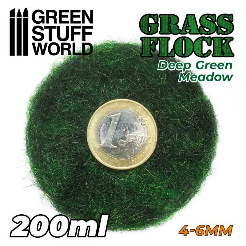 GREEN STUFF WORLD 11161 Static Grass Flock 4-6mm - DEEP GREEN MEADOW - 200 ml
