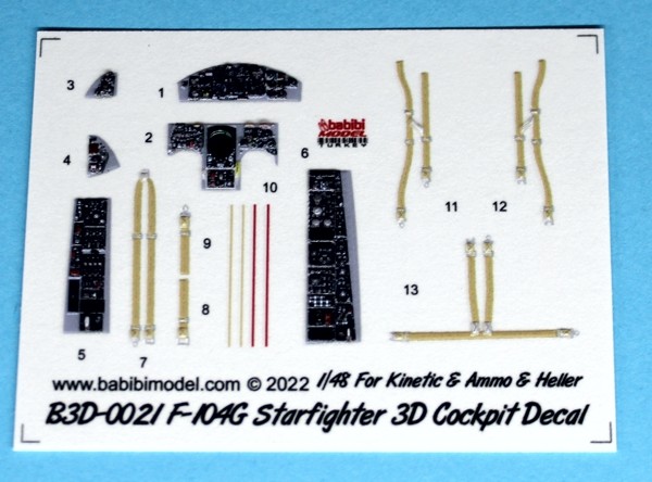 BABİBİ MODEL B3D - 0021 1/48 F-104G STARFIGHTER 3-BOYUTLU KOKPİT DETAY SETİ