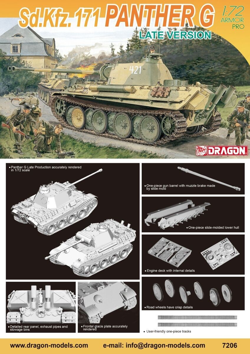 DRAGON 7206 1/72 Sd.Kfz.171 PANTHER G LATE VERION İKİNCİ DÜNYA SAVAŞI ALMAN TANK MAKETİ