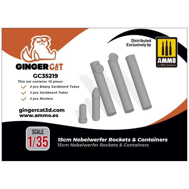 Ginger Cat 35219 1/35 15cm Nebelwerfer Rockets & Containers (10pcs) Reçine Detay Seti