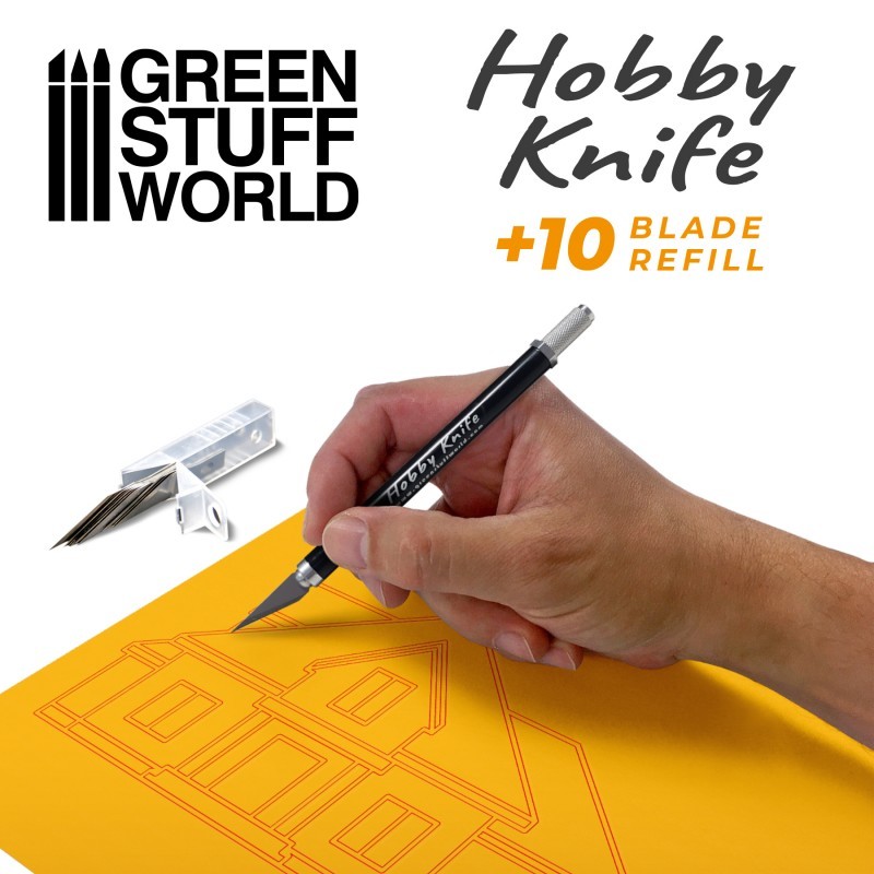 GREEN STUFF WORLD 11026  Metal HOBBY KNIFE with spare blades YEDEK BIÇAKLARIYLA MAKET BIÇAĞI