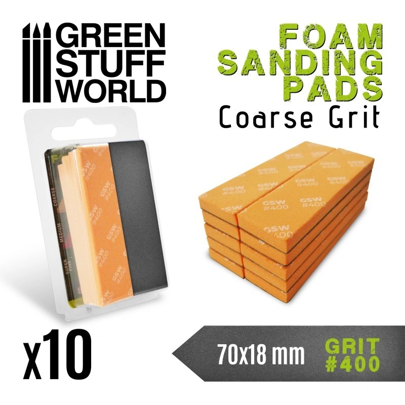 GREEN STUFF WORLD 10770 Foam Sanding Pads 400 grit - 400 NUMARA SÜNGERLİ ZIMPARA