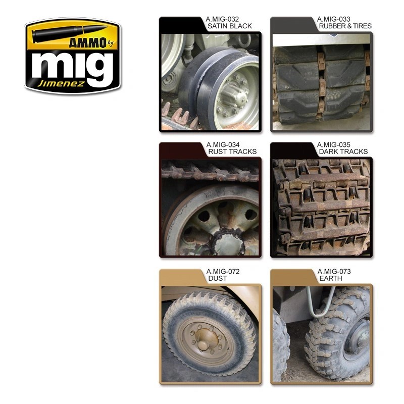 AMMO MIG 7105 TIRES AND TRACKS PALET VE TEKER BOYAMA SETİ