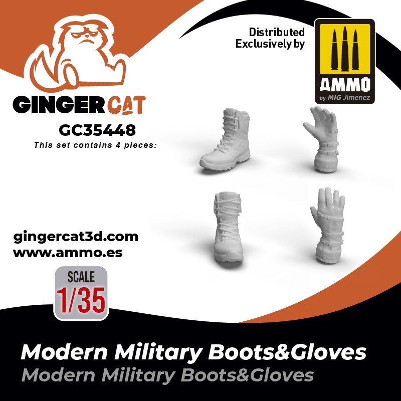 Ginger Cat 35448 1/35 Modern Military Boots & Gloves (4pcs) Reçine Detay Seti