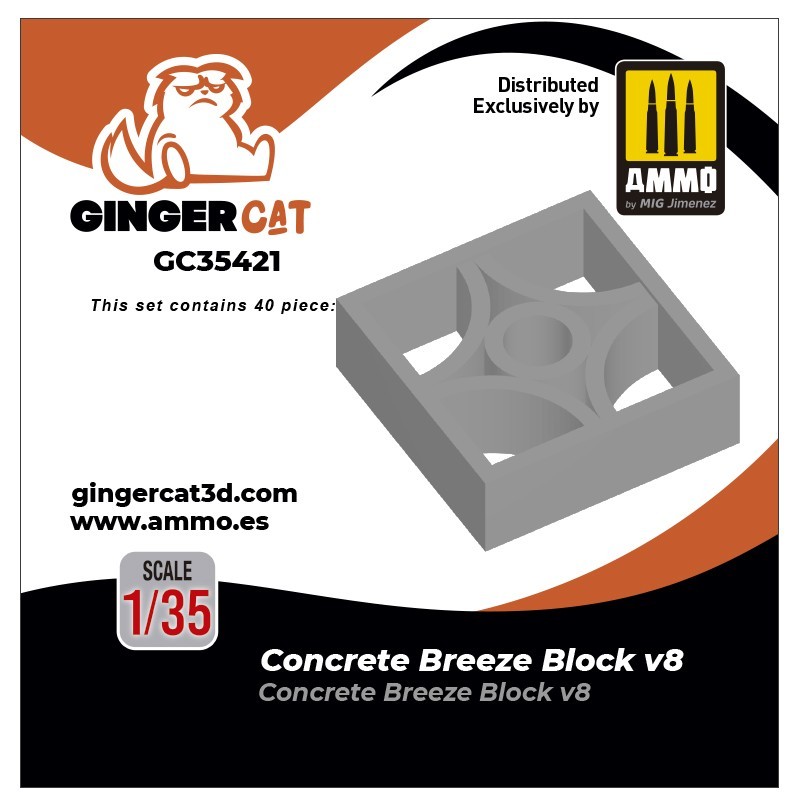 Ginger Cat 35421 1/35 Concrete Breeze Blocks Version 8 (40pcs) Reçine Detay Seti