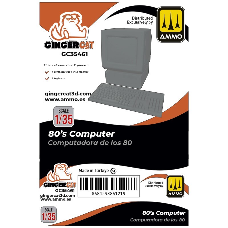 Ginger Cat 35461 1/35 Computer with Monitor 80s (2pcs) Reçine Detay Seti