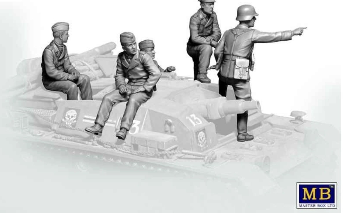 MASTER BOX 1/35 35208 German StuG III Crew. WW II era. Their position is behind that forest!