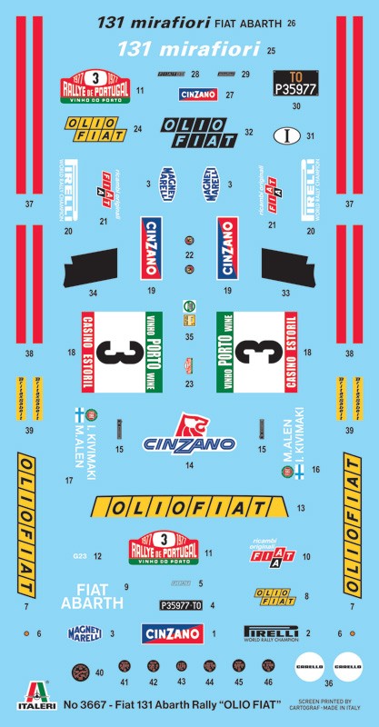 ITALERI 3667 1/24 FIAT 131 Abarth Rally OLIO FIAT YARIŞ ARABASI MAKETİ