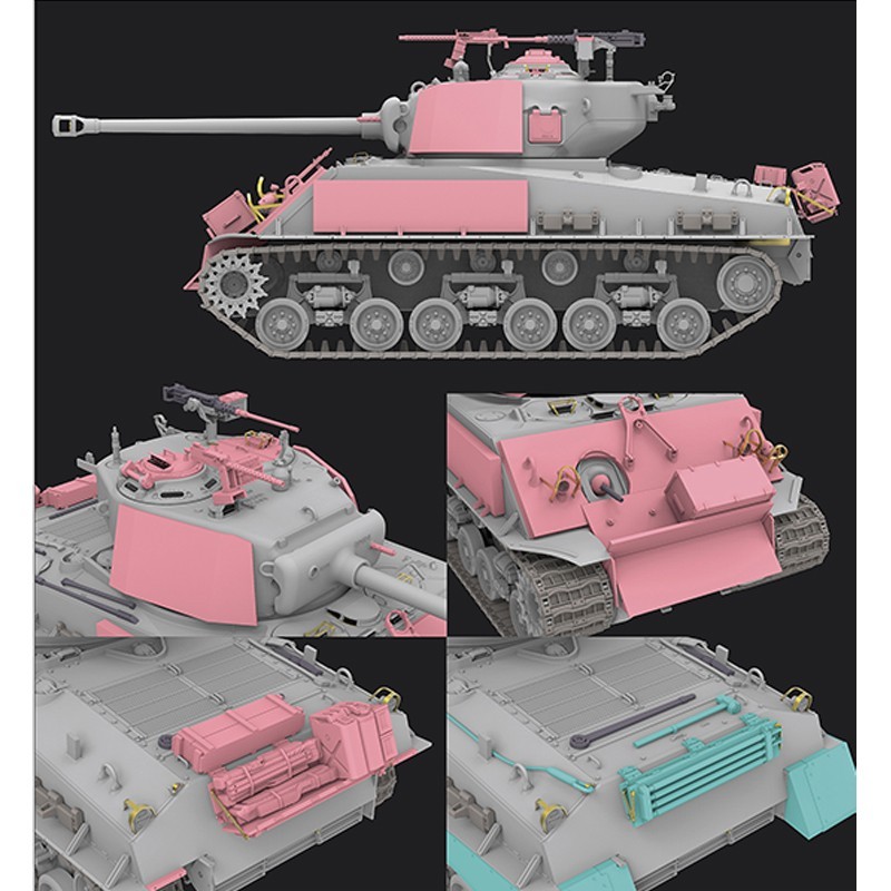 RYE FIELD MODELS 5092 1/35 M4A3 76W HVSS Early Type "THUNDERBOLT VII" Tank Maketi