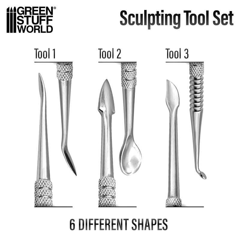 GREEN STUFF WORLD 1011 3x Sculpting Tools - 3 ADET HEYKELTIRAŞ EL ALETİ