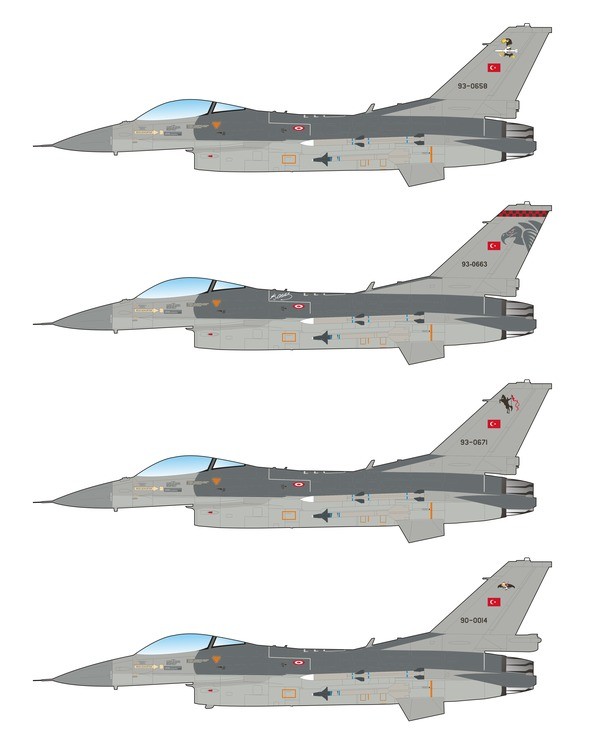 CARACAL MODELS 48006 TÜRK HAVA KUVVETLERİ BÖLÜM 1 F-16 C/D SAVAŞ UÇAĞI MAKETİ İÇİN DEKAL SETİ