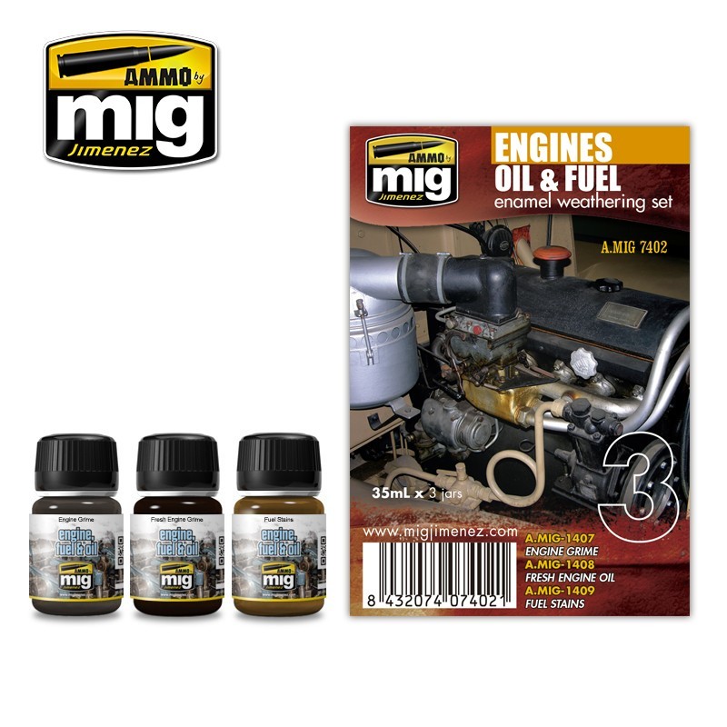 AMMO MIG 7402 Engines Oil & Fuel - Motor Yağı ve Yakıt Akıntısı Kirletme Seti