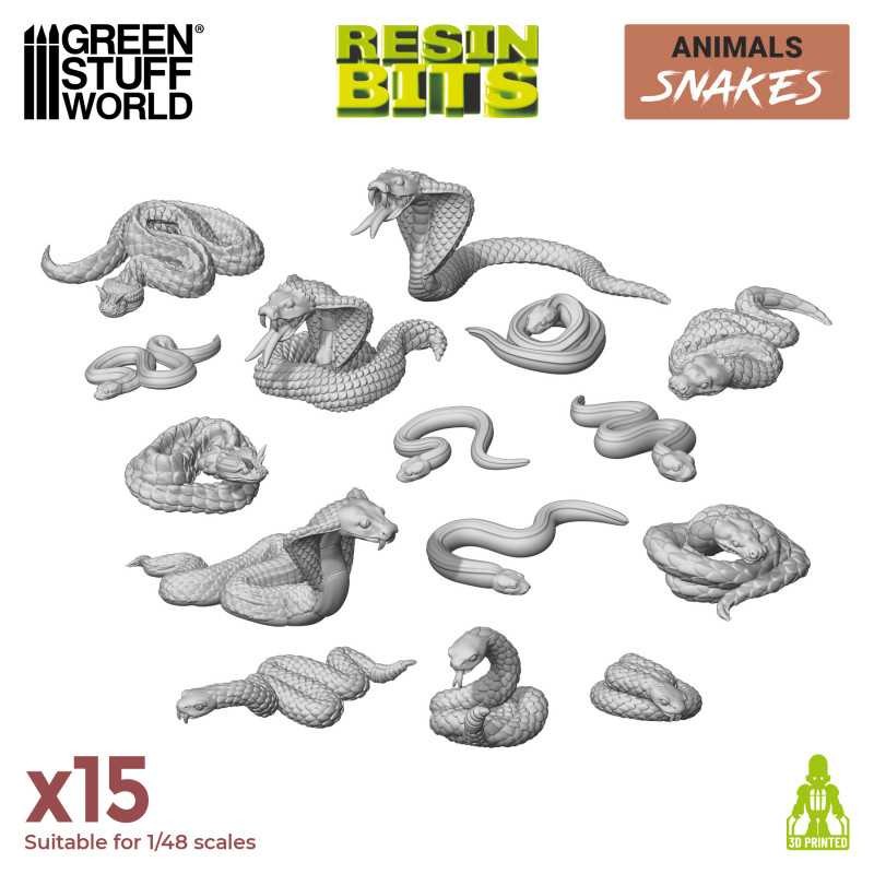 GREEN STUFF WORLD 12668 3D printed set - Snakes YILANLAR SETİ