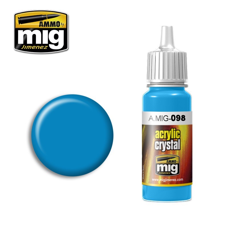 AMMO MIG 0098 CRYSTAL LIGHT BLUE TRANSPARAN MAKET BOYASI