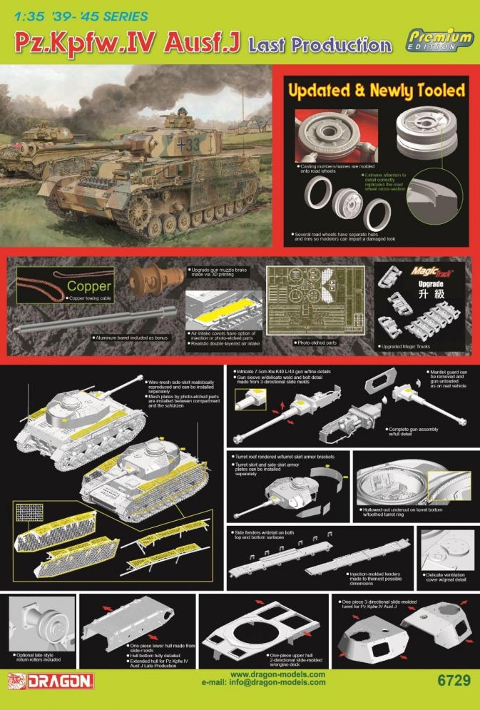 DRAGON 6729 1/35 Pz.Kpfw.IV Ausf.J LAST PRODUCTION (PREMIUM EDITION) İKİNCİ DÜNYA SAVAŞI ALMAN TANKI MAKETİ