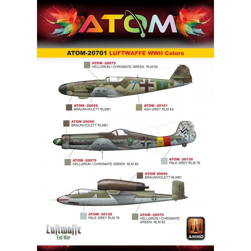 AMMO MIG 20701 ATOM Luftwaffe WWII Colors Set - WW2 Alman Hava Kuvvetleri Seti