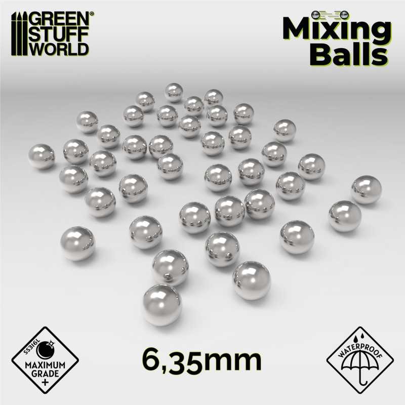 GREEN STUFF WORLD 9030 Mixing Balls 6.35mm - PASLANMAZ ÇELİK KARIŞTIRMA TOPLARI