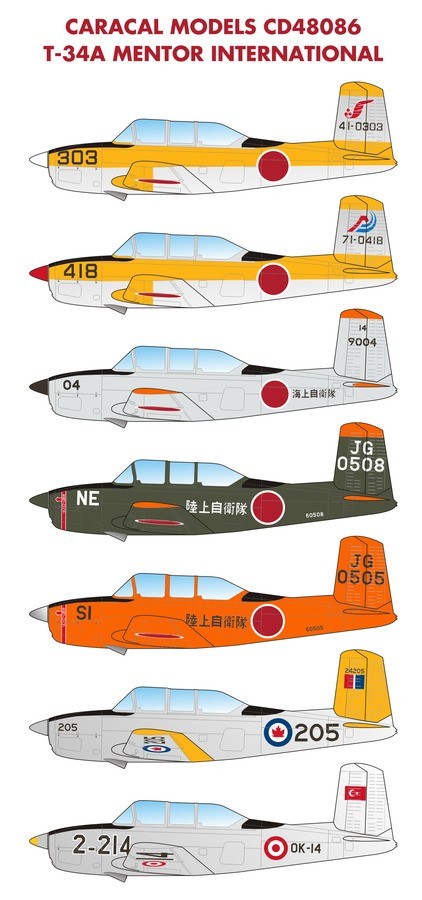 CARACAL MODELS 48086 1/48 T-34A Mentor International SAVAŞ UÇAĞI MAKETİ İÇİN DEKAL SETİ