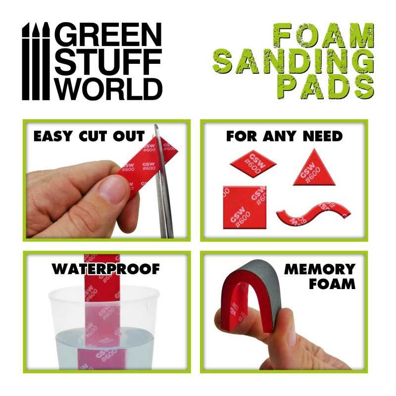 GREEN STUFF WORLD 10768 Foam Sanding Pads 180 grit - 180 NUMARA SÜNGERLİ ZIMPARA