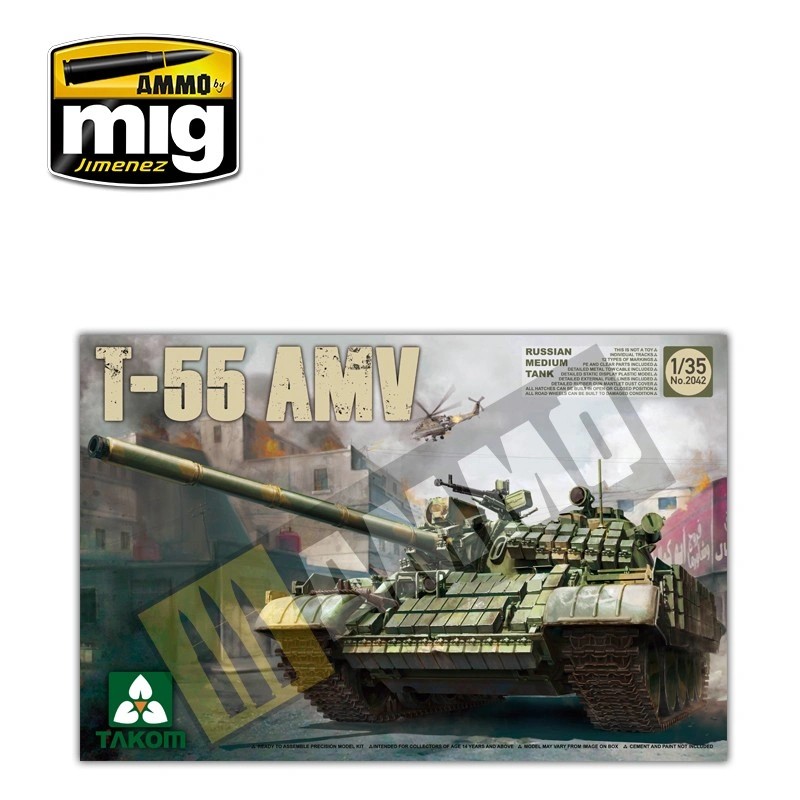 TAKOM 2042 1/35 Russian Medium Tank T-55 AMV TANK MAKETİ