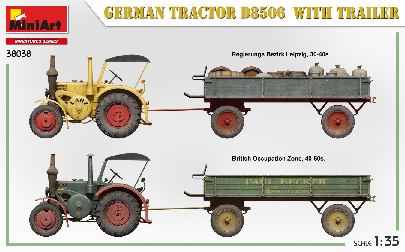 MINIART 38038 1/35 GERMAN TRACTOR D8506 WITH TRAILER