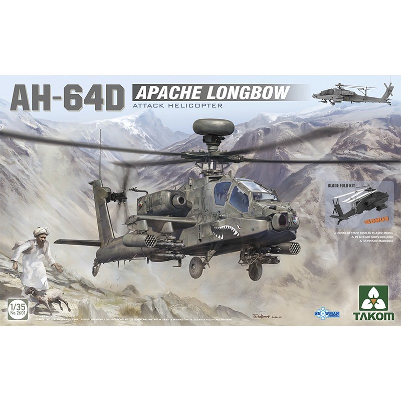TAKOM 2601 1/35 AH-64D Apache Longbow Attack Helicopter Saldırı Helikopteri Maketi