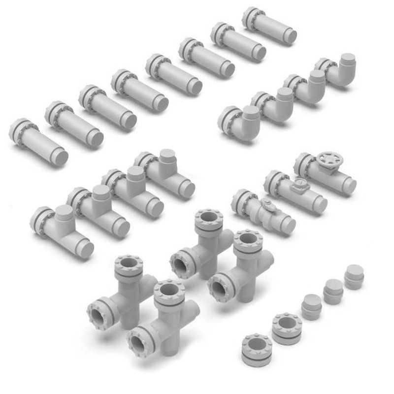 GREEN STUFF WORLD 13304 3D printed set - Modular pipes MODÜLER BORULAR