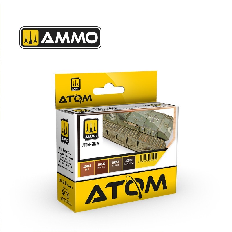 AMMO MIG 20724 ATOM Rusty Tracks and Chains Set - Paslı Palet ve Zincir Renkleri Seti