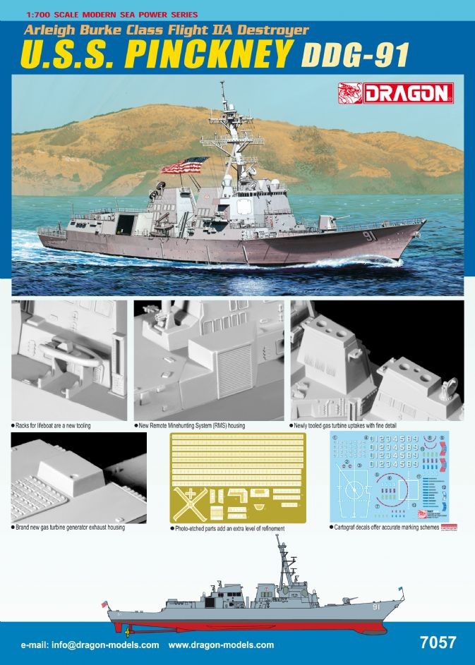 DRAGON 7057 1/700 U.S.S. PINCKNEY DDG-91 ARLEIGH BURKE CLASS FLIGHT IIA DESTROYER AMERİKAN SAVAŞ GEMİSİ MAKETİ