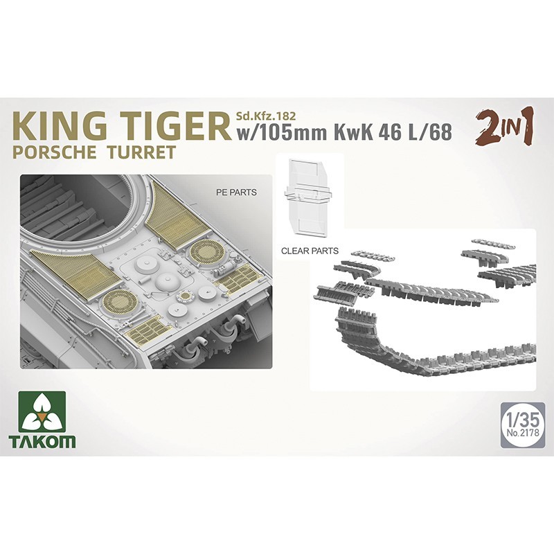 TAKOM 2178 1/35 KING TIGER with 105mm KwK 46L/68 (2in1) TANK MAKETİ