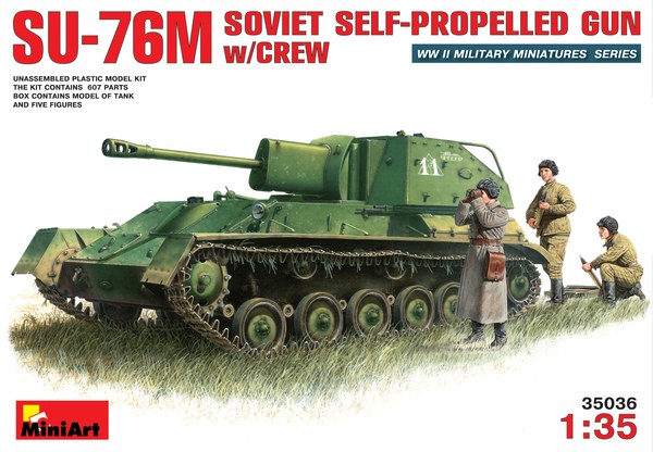 MINIART 35036 1/35 SU-76M SOVIET SELF-PROPELLED GUN w7CREW