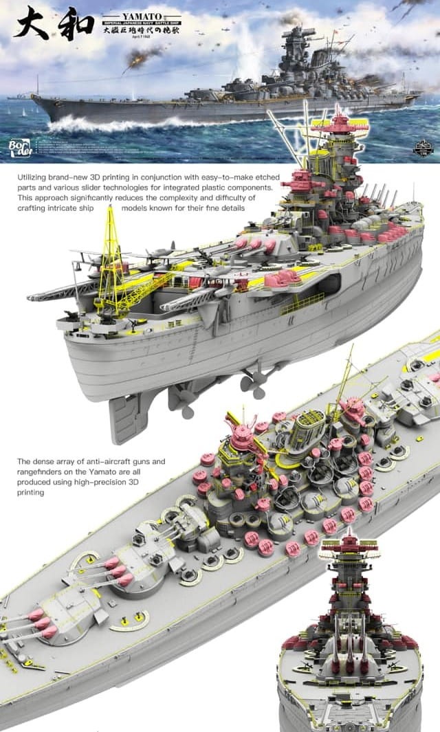 BORDER MODEL 004 1/350 IJN Battleship Yamato İKİNCİ DÜNYA SAVAŞI JAPON İMPARATORLUĞU SAVAŞ GEMİSİ MAKETİ