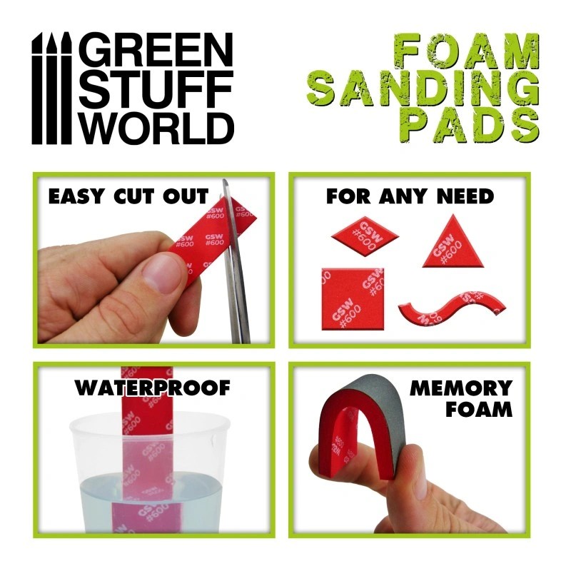 GREEN STUFF WORLD 10769 Foam Sanding Pads 280 grit - 280 NUMARA SÜNGERLİ ZIMPARA