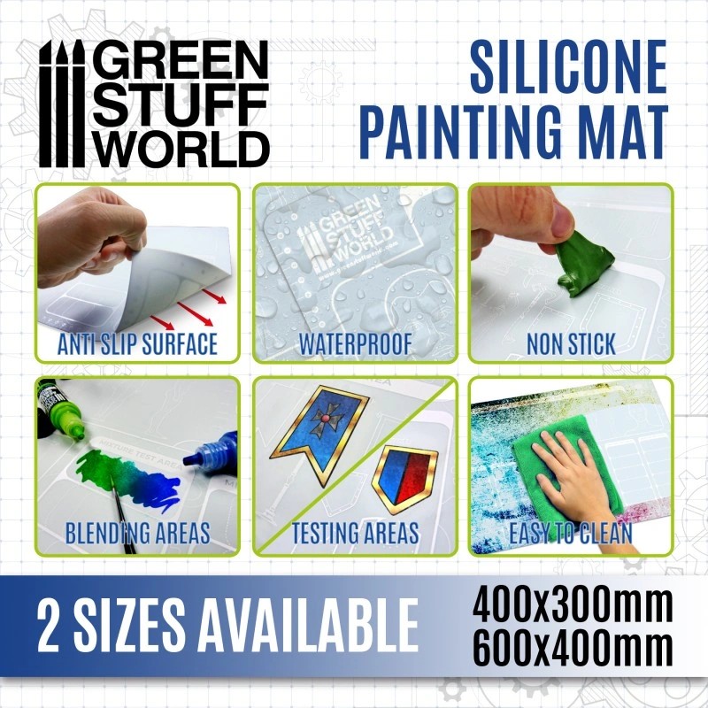 GREEN STUFF WORLD 2712 Silicone Painting Mat 400x300mm