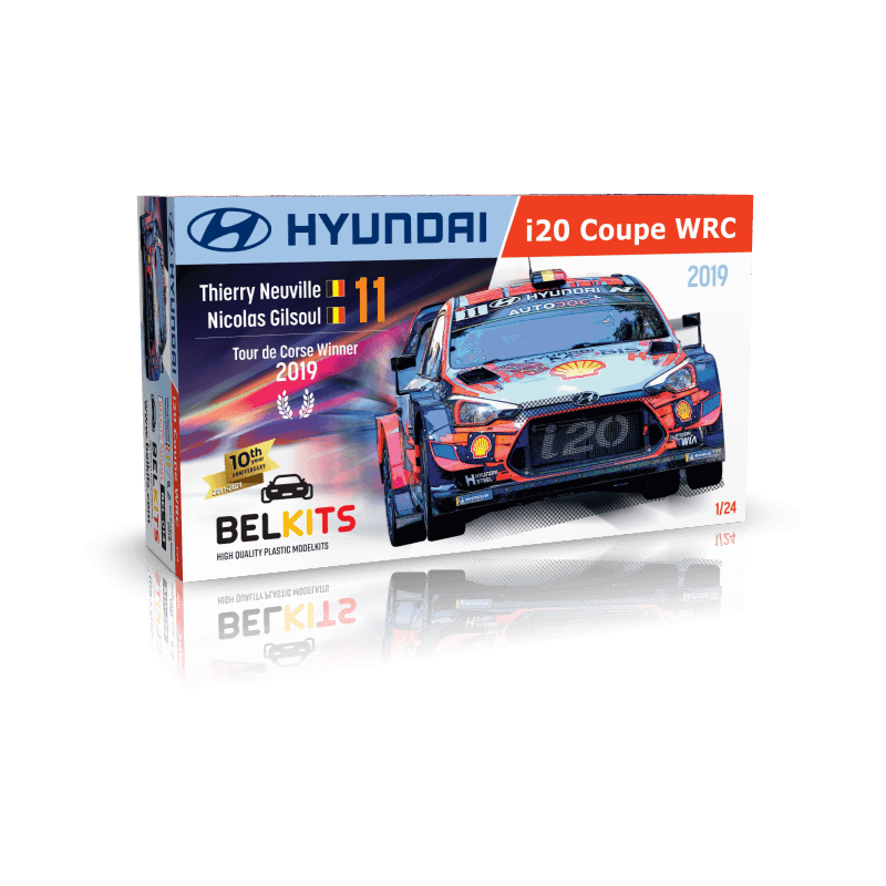 BELKITS 014 1/24 Hyundai I20 Coupe WRC Tour de Corse 2019 Thierry Neuville / Nicolas Gilsoul ARABA MAKETİ