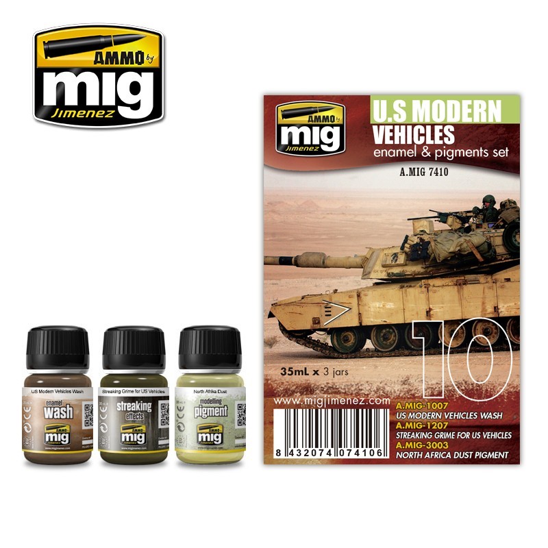 AMMO MIG 7410 US MODERN VEHICLES SET - AMERİKAN MODERN ARAÇLARI KİRLETME SETİ