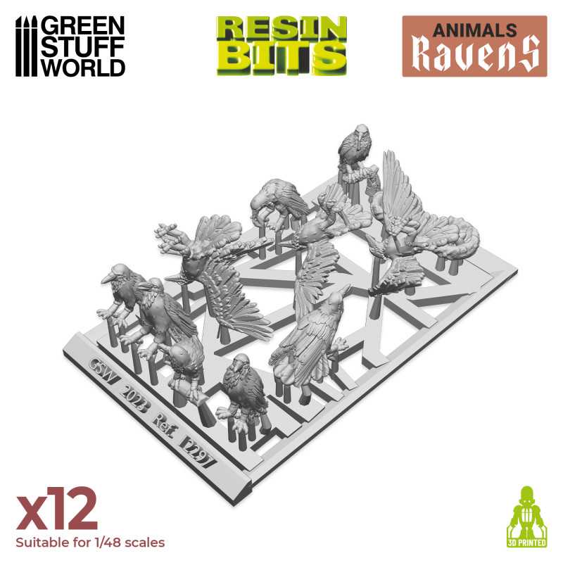 GREEN STUFF WORLD 12293 3D printed set - Ravens REÇİNE KARGA SETİ