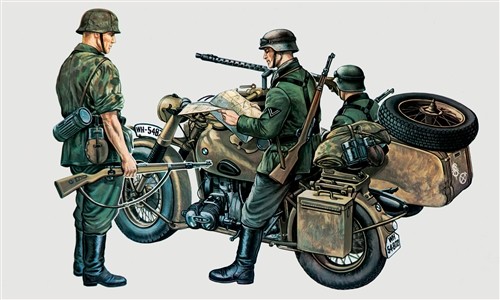 ITALERI 0315 1/35 BMW R75 with sidecar ALMAN ASKERİ MOTOSİKLET MAKETİ