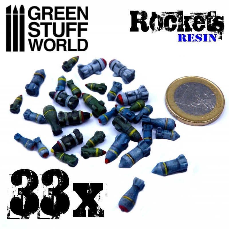 GREEN STUFF WORLD 1693 33X Resin Rockets and Missiles - REÇİNE ROKET VE FÜZE SETİ