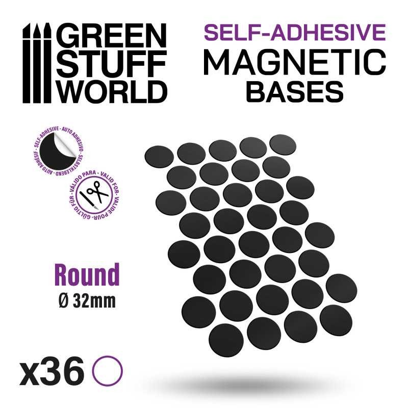 GREEN STUFF WORLD 10863 Round Magnetic Sheet SELF-ADHESIVE 32mm - KENDİNDEN YAPIŞKANLI MANYETİK YUVARLAK TAPAN