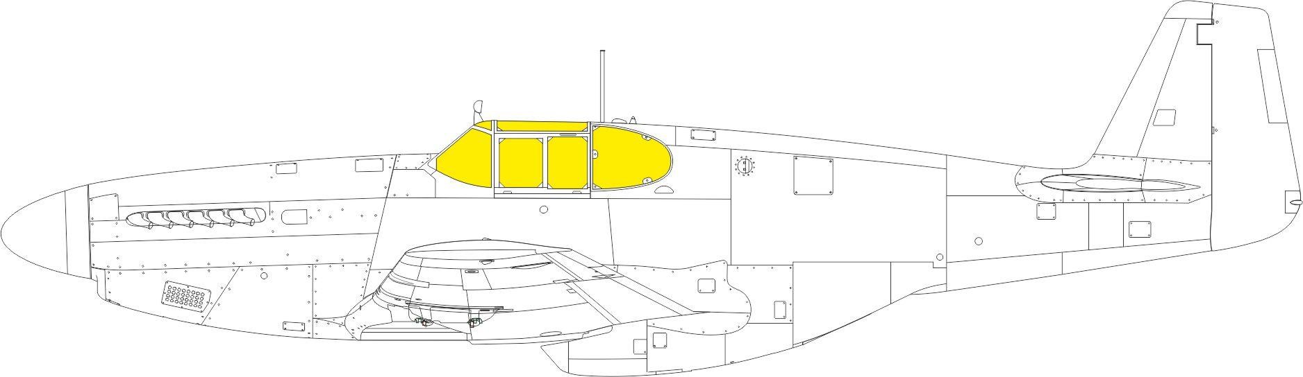 EDUARD EX1051 1/48 P-51B/C Framed Canopy KOLAY MASKELEME SETİ