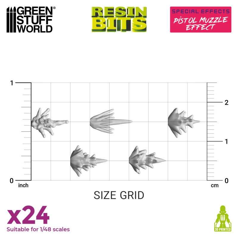 GREEN STUFF WORLD 12913 3D printed set - Pistol Muzzle Flash 1:48