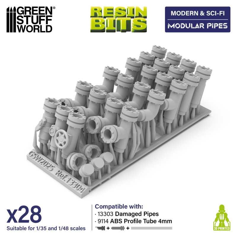 GREEN STUFF WORLD 13304 3D printed set - Modular pipes MODÜLER BORULAR